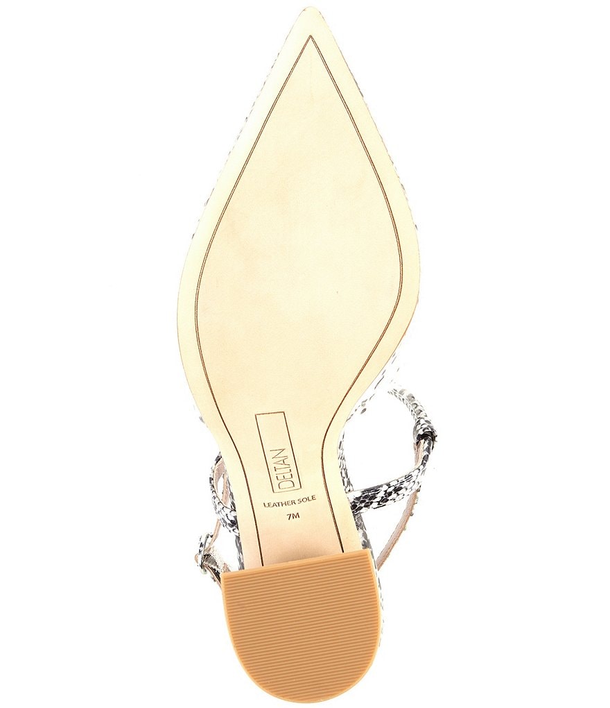 Deltan Tessa Snake Print T-Strap Block Heel Pumps