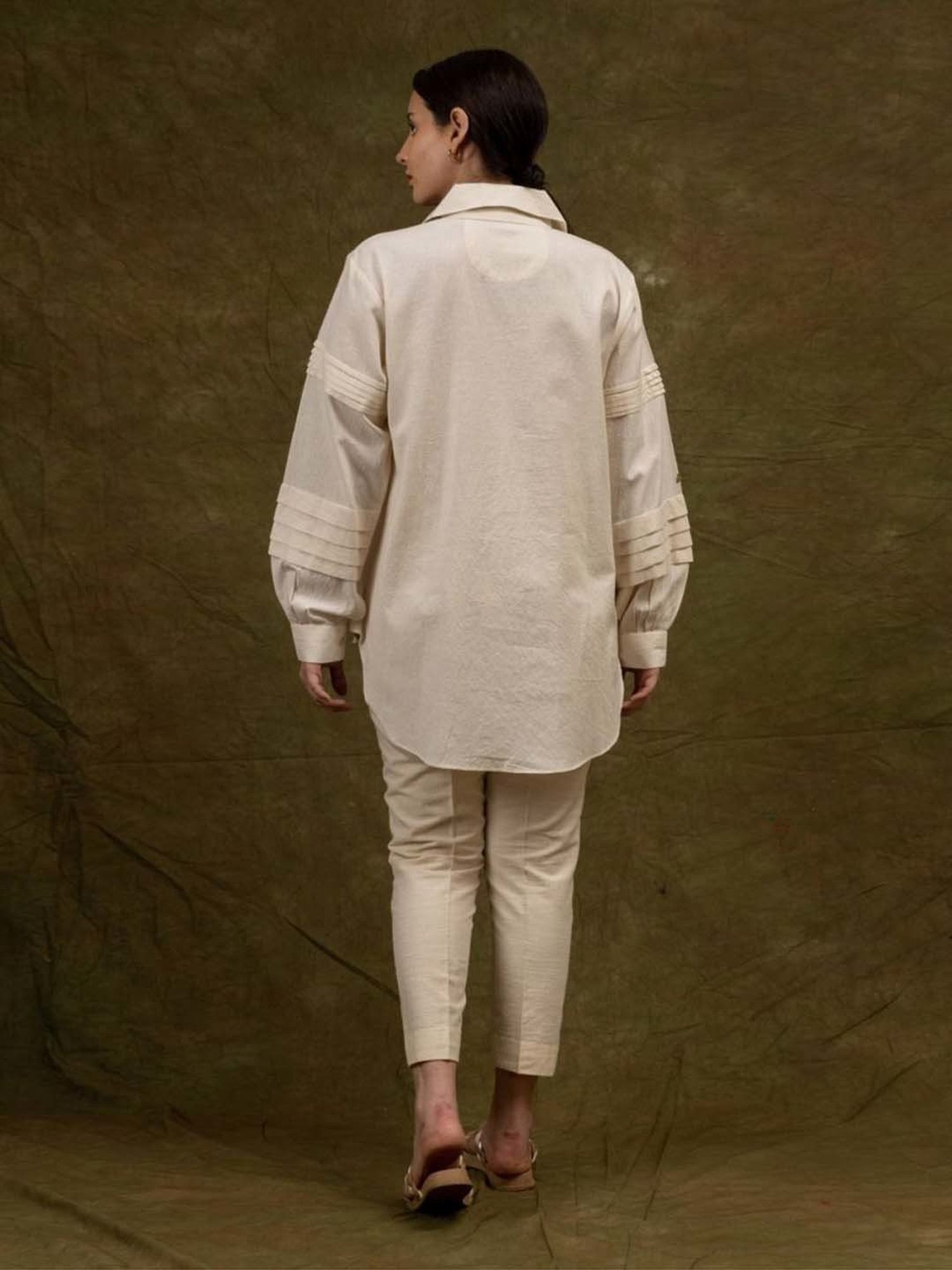 Mushio Off White Carla Floral Hand Embroidered Shirt