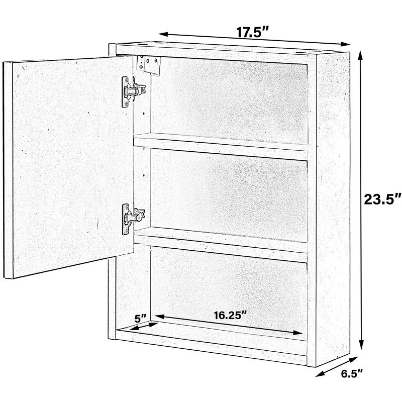 Basicwise White Wall Mounted Bathroom Storage Cabinet, Mirrored Vanity Medicine Chest with 3 Shelves