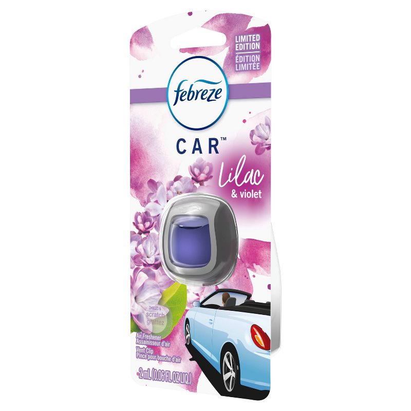 Febreze Car Odor-Eliminating Air Freshener Vent Clip - Lilac & Violet - 1ct