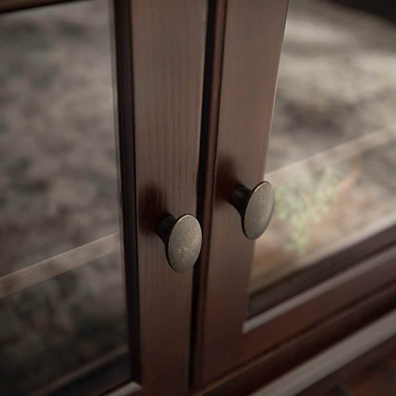 Edison Concord Classic Glass Door Storage TV Console for TVs up to 80 Inches, 70 Inch, Espresso Brown