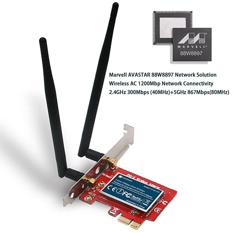 Wireless AC 1200Mbps Dual Band PCI Express PCIe WiFi Adapter WiFi Card for Windows 10 3264bit Windows 881 64bit and Windows Server 2012 2012R2 2016 2019 System Desktop PCsFSAE120