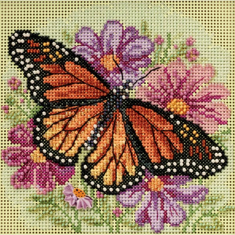 Mill Hill Buttons & Beads Counted Cross Stitch Kit 5"X5"-Winged Monarch Spring (14 Count)