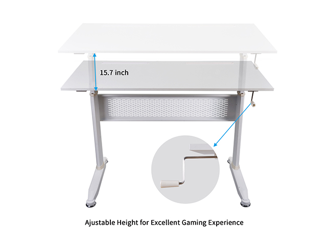 Gaming Desk Home Office Desk Adjustable Height 28.7" to 44.5" Standing Desk with Crank Handle Manual Lifting Table Sturdy Legs With Foot Pads,Black,GT78