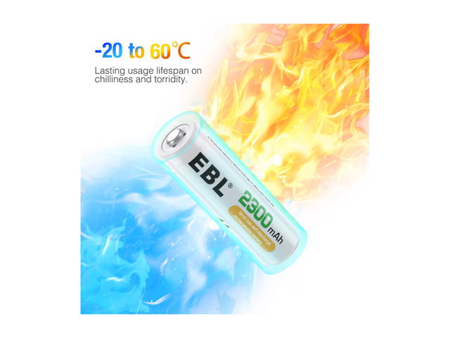 EBL 16 Pack 2300mAh AA Ni-MH Rechargeable Batteries, Battery Case Included