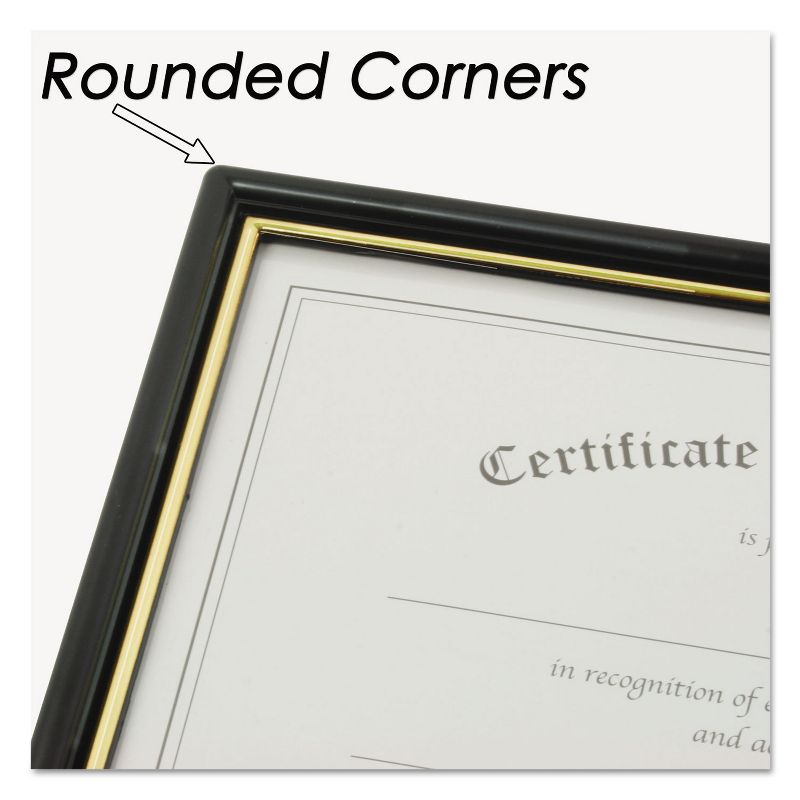 Nudell EZ Mount Document Frame w/Trim Accent Plastic 8-1/2 x 11 Black/Gold 18/CT 11818