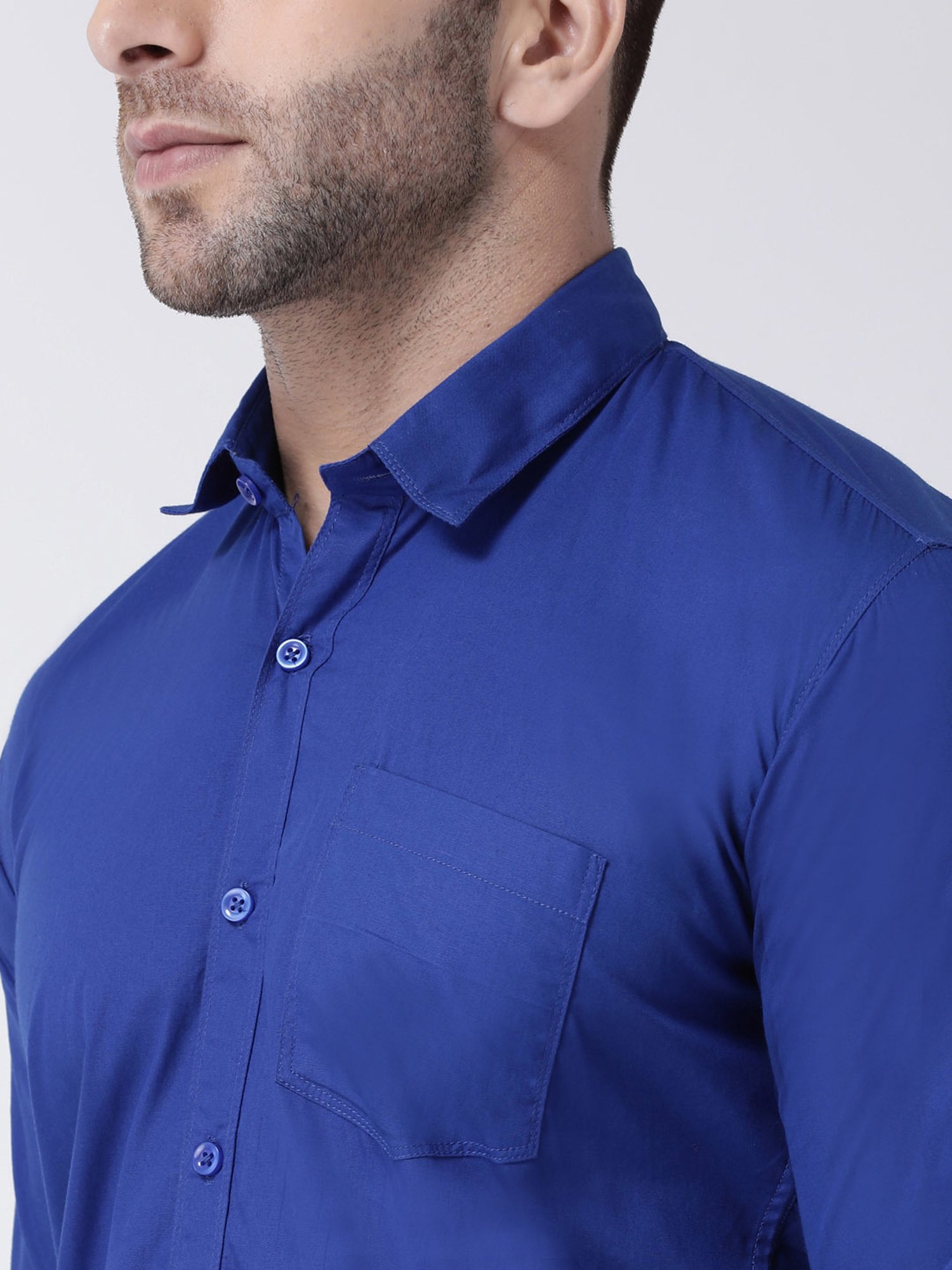 Hangup Plus Royal Blue Slim Fit Pure Cotton Shirt