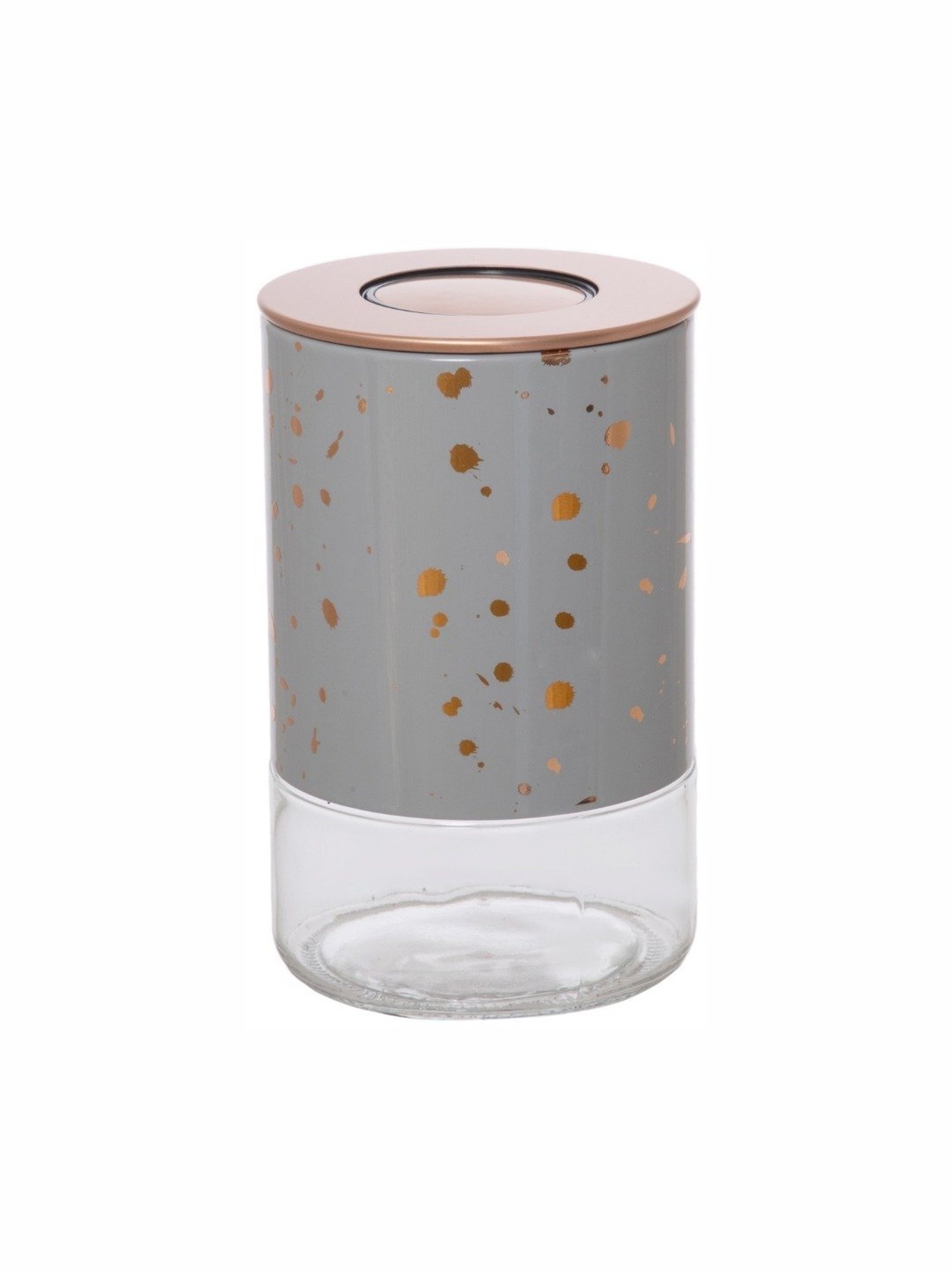 White Gold Silver Glass Storage Jar with Lid (0.65L)