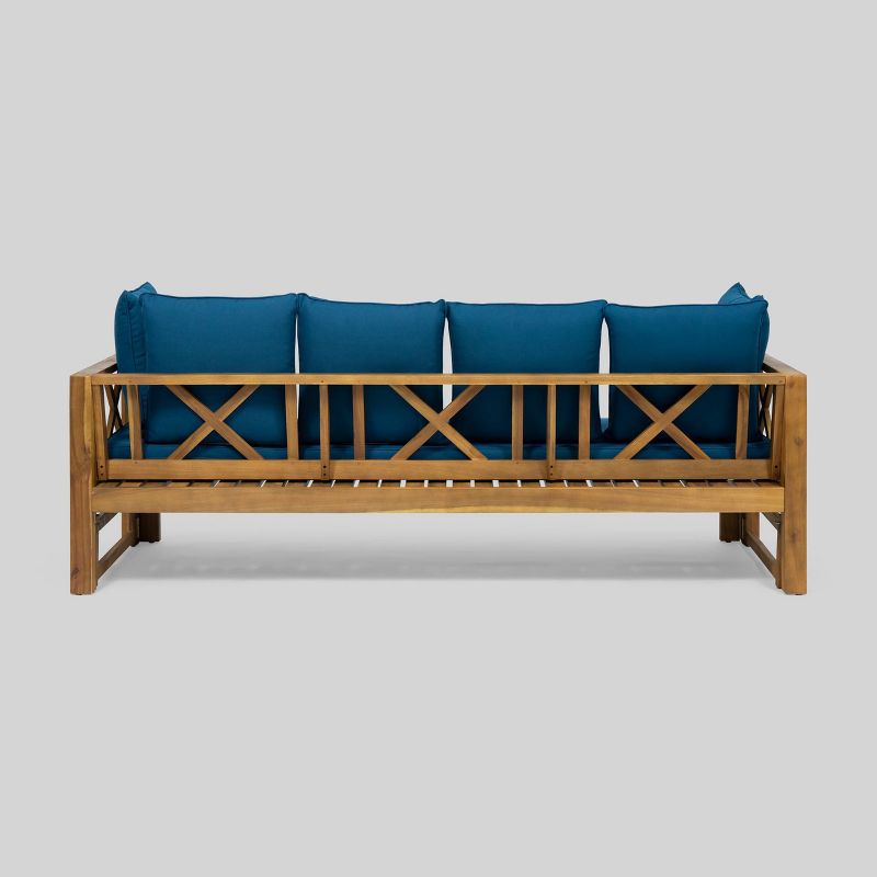 Long Beach Acacia Wood Extendable Patio Daybed Sofa Teak - Christopher Knight Home