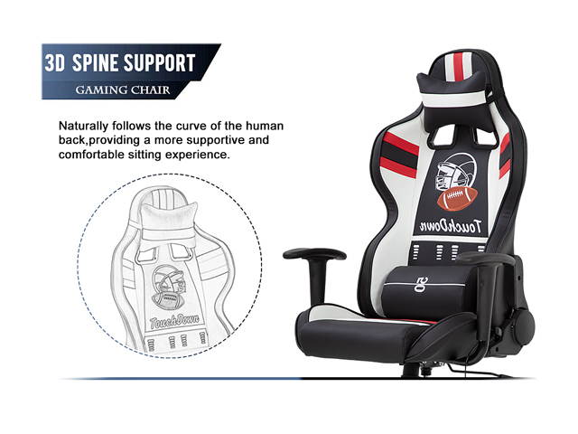 Gaming Chair Massage Office Chair Racing Computer Chair with Lumbar Support Headrest Armrest Task Rolling Swivel Ergonomic PU Leather Adjustable Desk Chair for Adults Gamer(Black)