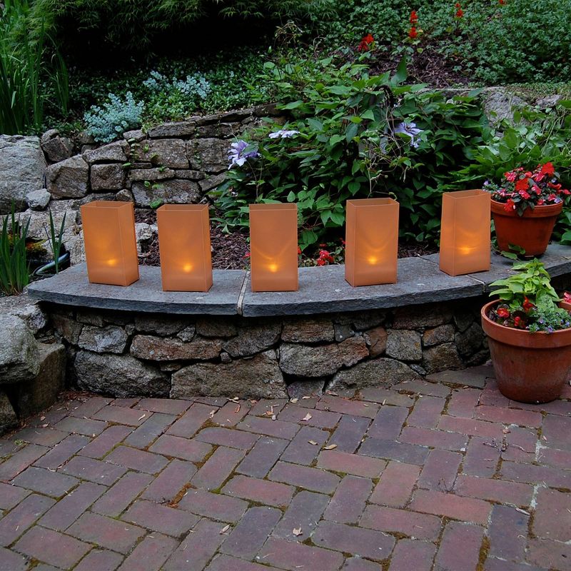10ct Plastic Luminaria Lanterns Tan