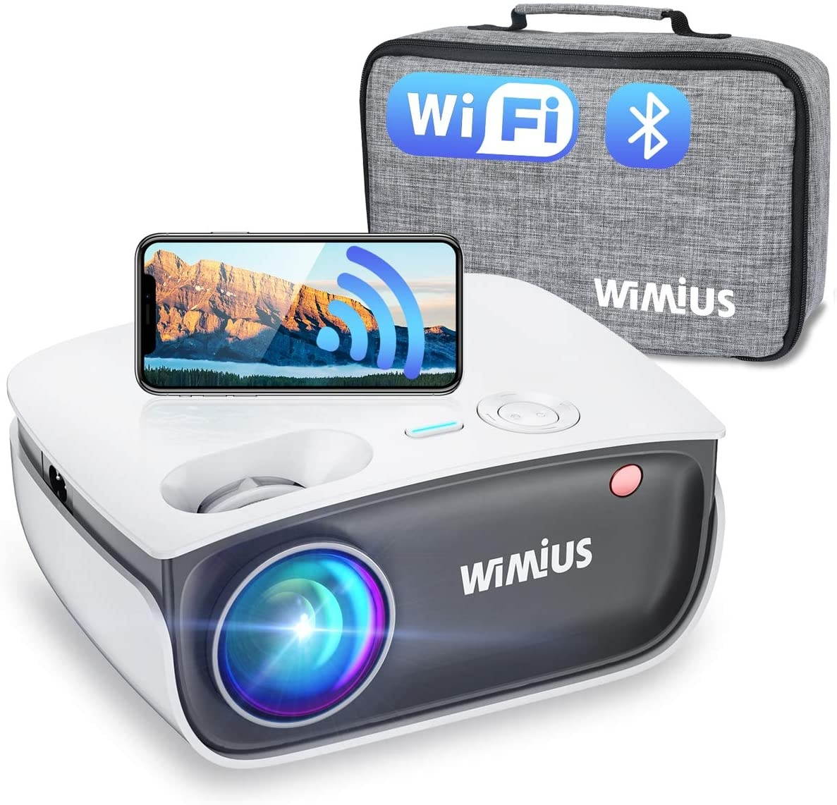WiMiUS S25 Wifi Bluetooth Projector, Mini Outdoor Movie Projector, Portable Phone Projector w/ Wireless Mirroring&Zoom 50%, 1080P and 300" Supported for Fire Stick, HDMI, USB,TV Box, Laptop