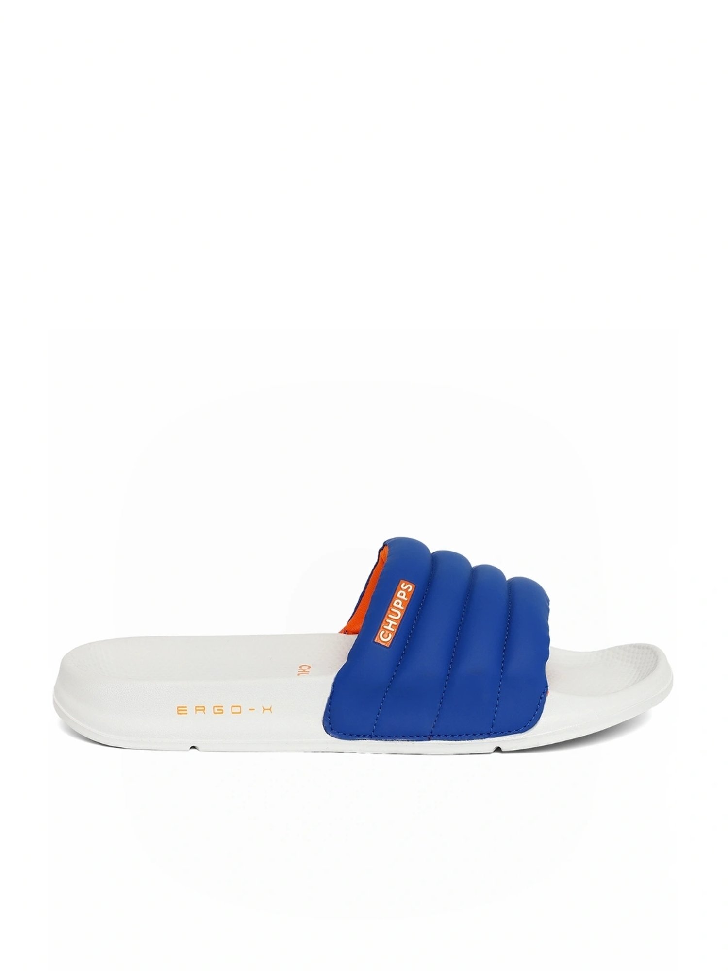 Chupps Men's Classic Quilted ErgoX Plus Blue Slides