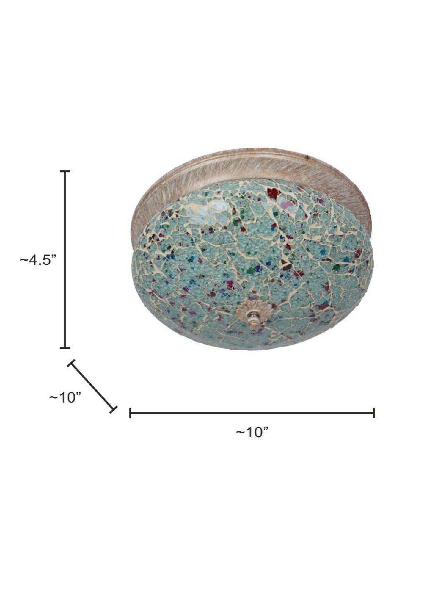 Fos Lighting Multicolor Mild Steel 25.4 cm Round Wide Crackle Flush Mount Ceiling Light