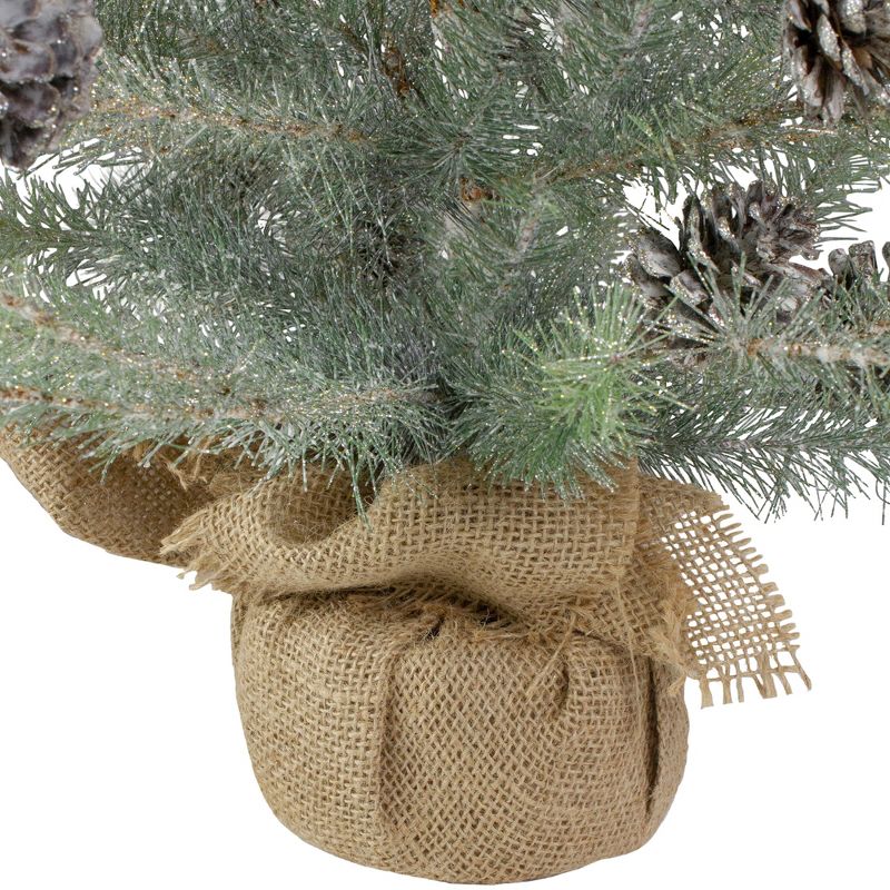 Napa Home & Garden 2' Unlit Artificial Christmas Tree Vintage Glitter Pine with Burlap Base