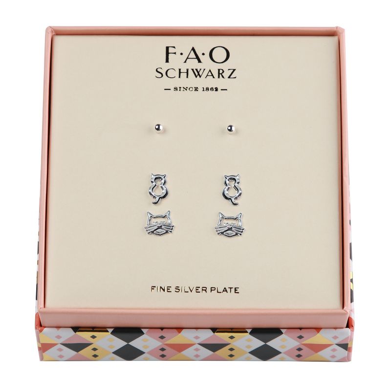 FAO Schwarz Cat Trio Earring Set