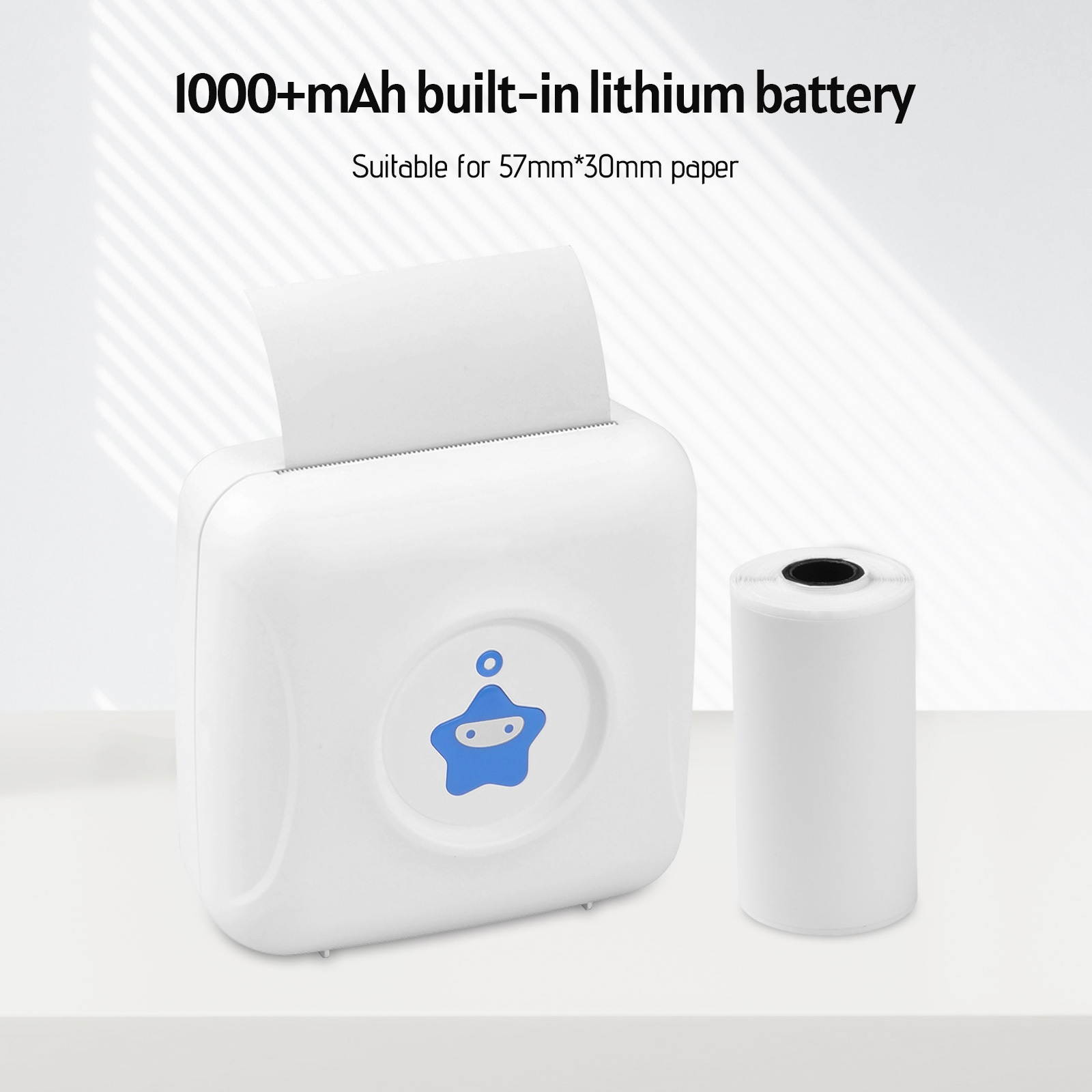 KKmoon Mini Portable Thermal Printer 300 DPI Desktop Label Printer USB Rechargeable Receipt Printer for Shipping Labels Sticker Phone