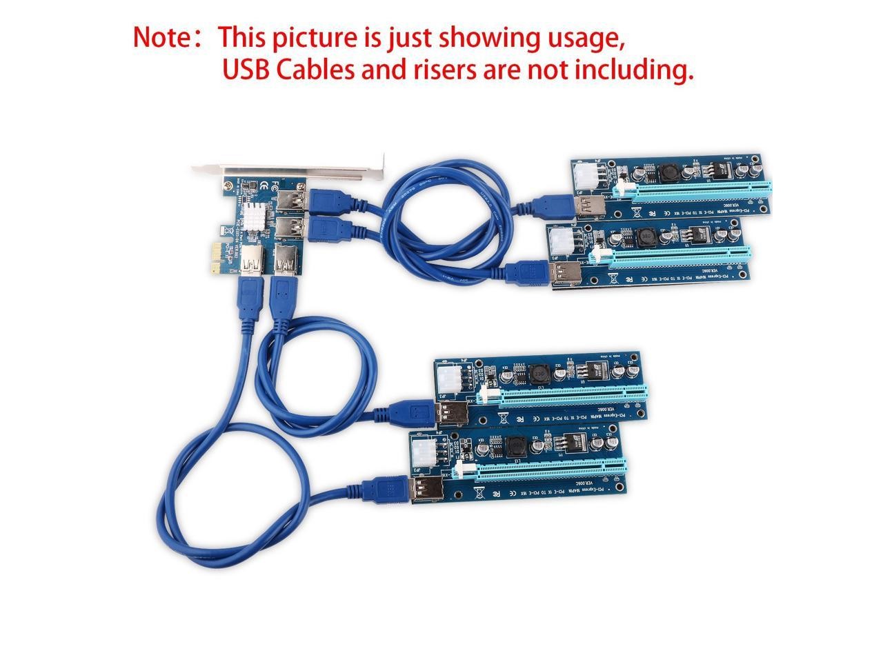6-Pack Ver006C Mining Dedicated PCIe Riser Cable Card Adapter Cryptocurrency PCI Express 1X to 16X Extender Mining Rig 60cm USB 3.0 6Pin Power