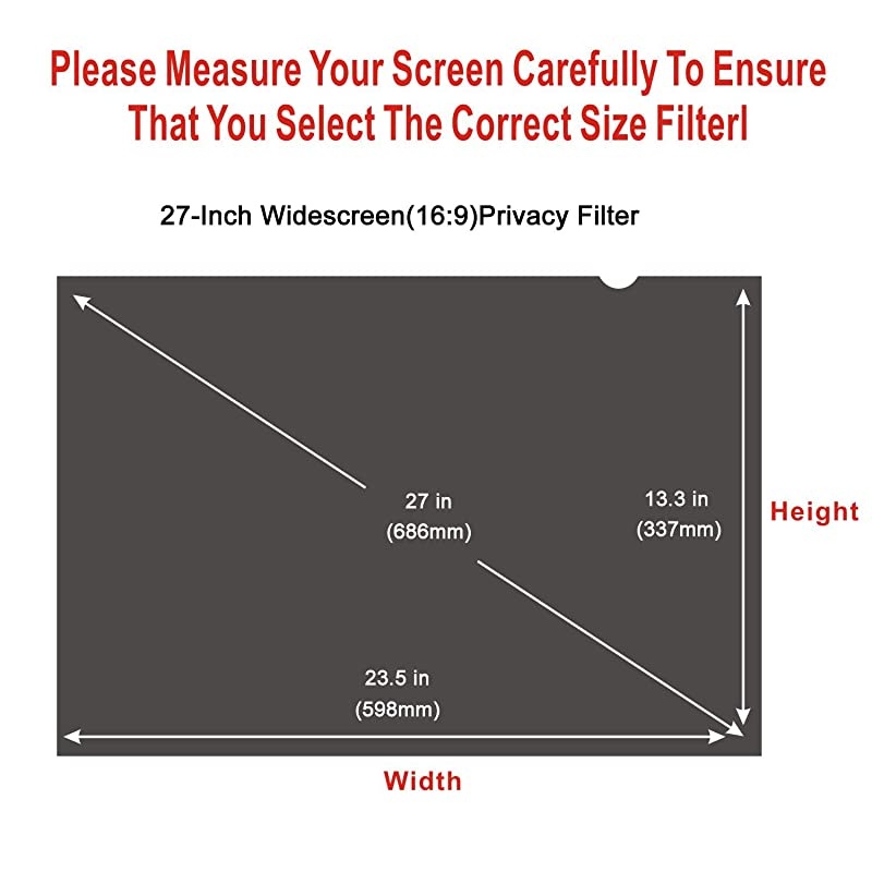 Computer Privacy Screen Filters for 27inch Widescreen169 Monitor Privacy Screen ProtectorAntiGlare AntiSpy AntiBlue Scratch and UV ProtectionEasy Install