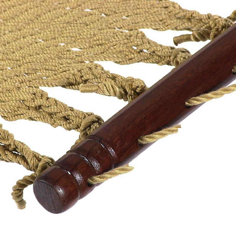 Sunnydaze Large Double Wide Two-Person Polyester Rope Hammock with Spreader Bars - 600 lb Weight Capacity - Tan