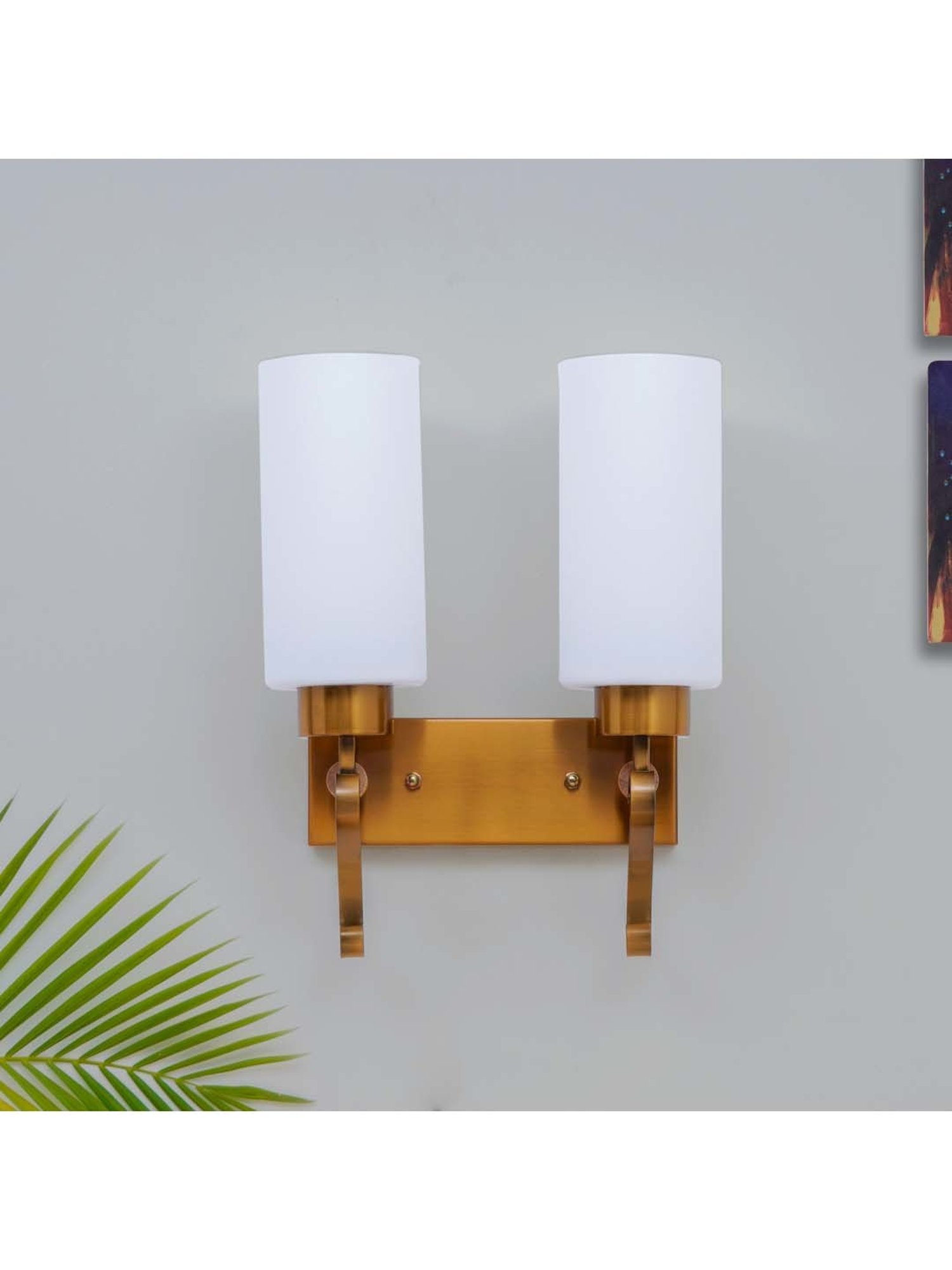 Kapoor E Illuminations Paloma White & Brown Metal Modern Duo Wall Light - Set of 1