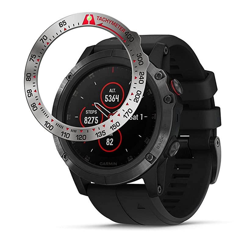 Titanium Metal Bezel Ring Compatiable with Garmin Fenix 5X Plus Bezel Ring Adhesive Cover Anti Scratch Collision Protector for Garmin Watch Accessory Titanium Not Fit Fenix 5 5X