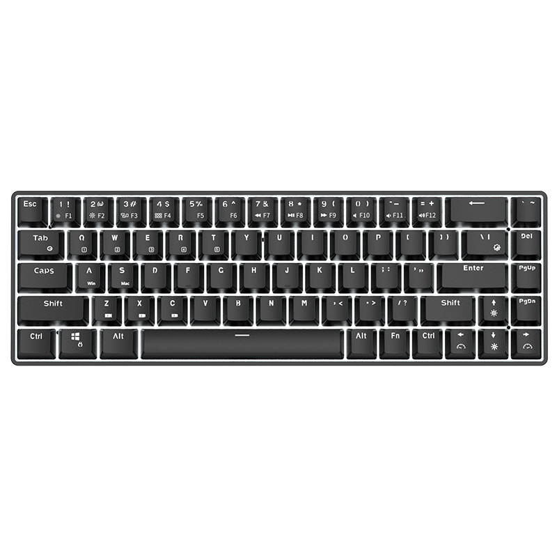 RK RK855 Bluetooth Wireless and USB Wired Dual-mode 68 Keys Mechanical Gaming Keyboard, Adjustable White Backlit