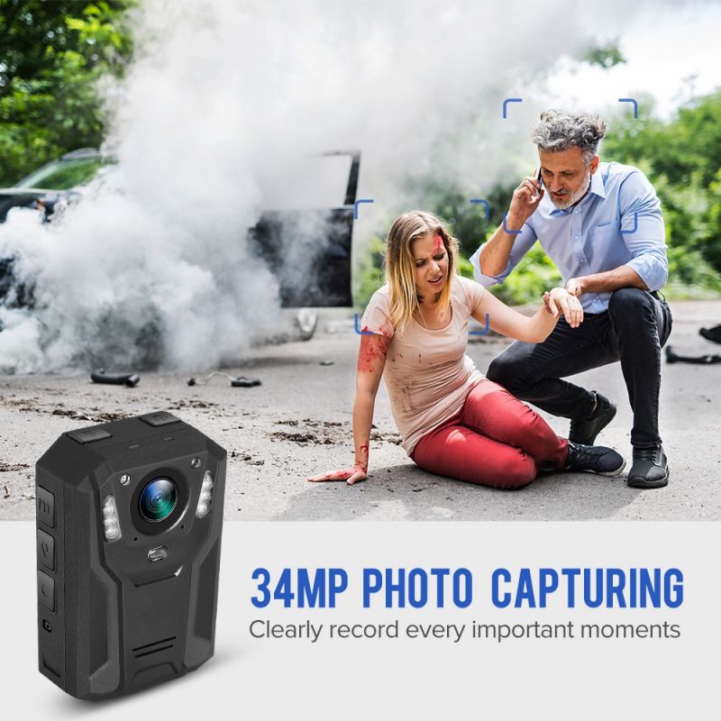 BOBLOV 1296P Body Mounted Camera 9H Recording Wearable Video Recorder for Police Security Guard (P100)