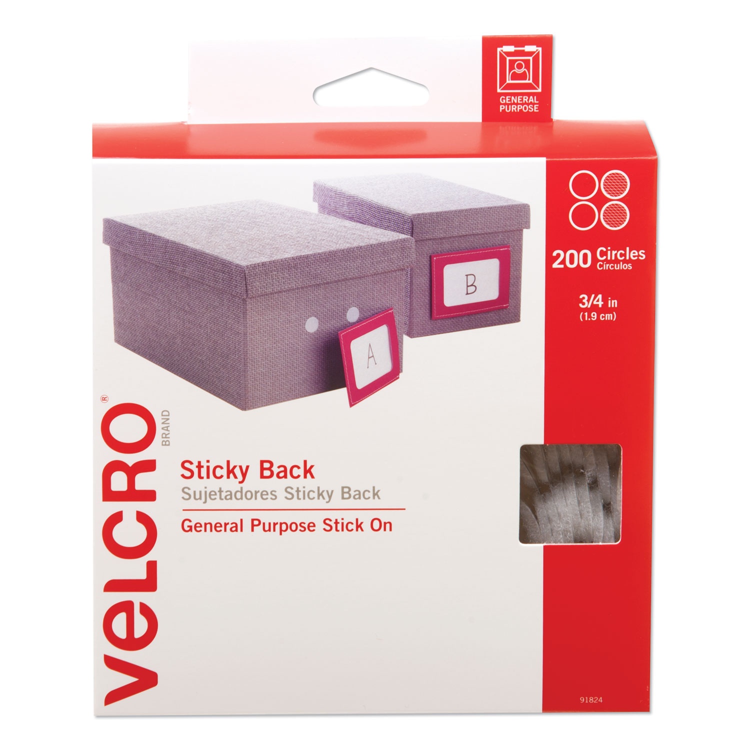 Velcro Brand Adhesive,Hook and Loop,Wh 91824