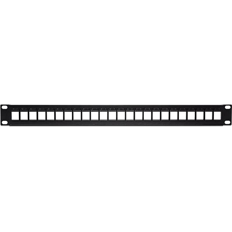 24Port Blank Keystone 1U Patch Panel TCKP24 1U 19 Metal Rackmount Housing Recommended wTCK25C6 TCK50C6 Cat6 Keystone Jacks Sold Separately
