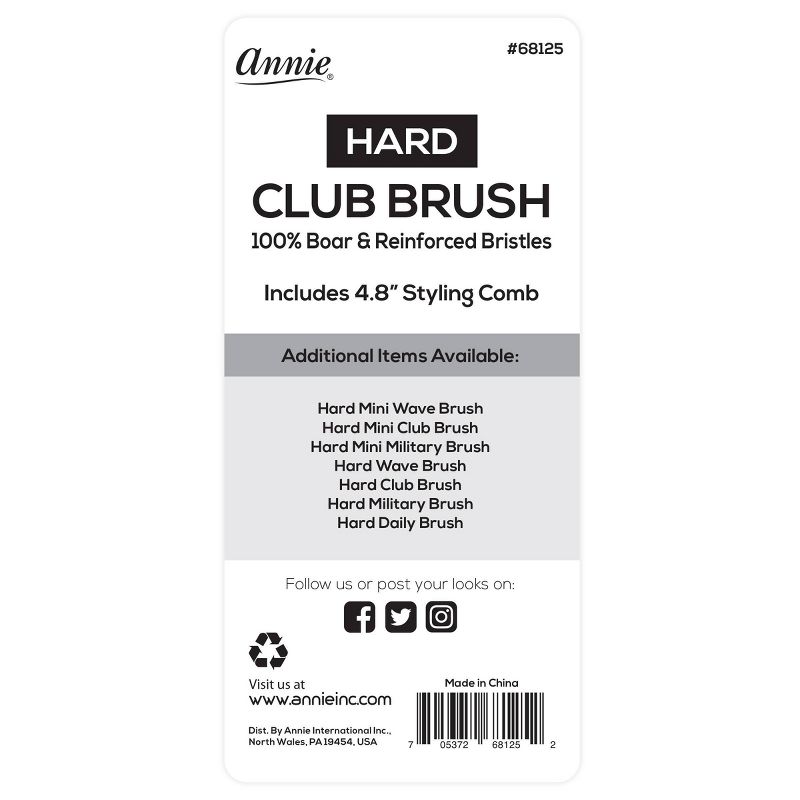 Annie International Hard Mini Wooden Club Hair Brush with Comb - Brown