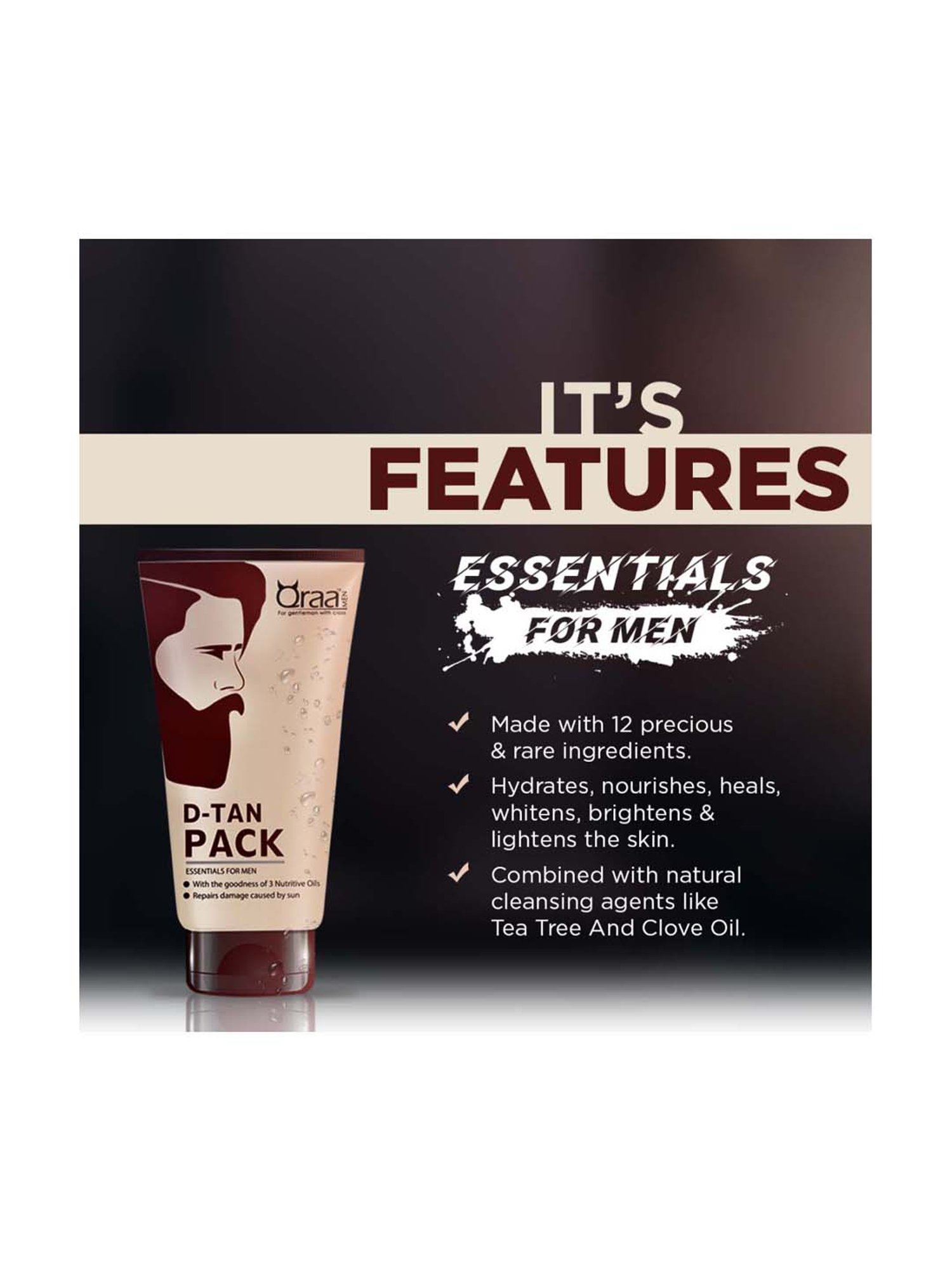 Qraa Men De-Tan Face Pack - 120 gm