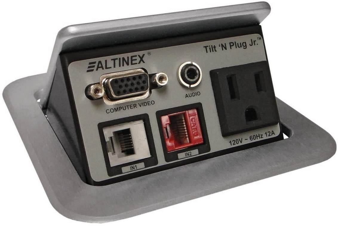 Altinex Tilt N Plug Jr. Tabletop Interconnect BoxTNP-121 Silver Power Data Center