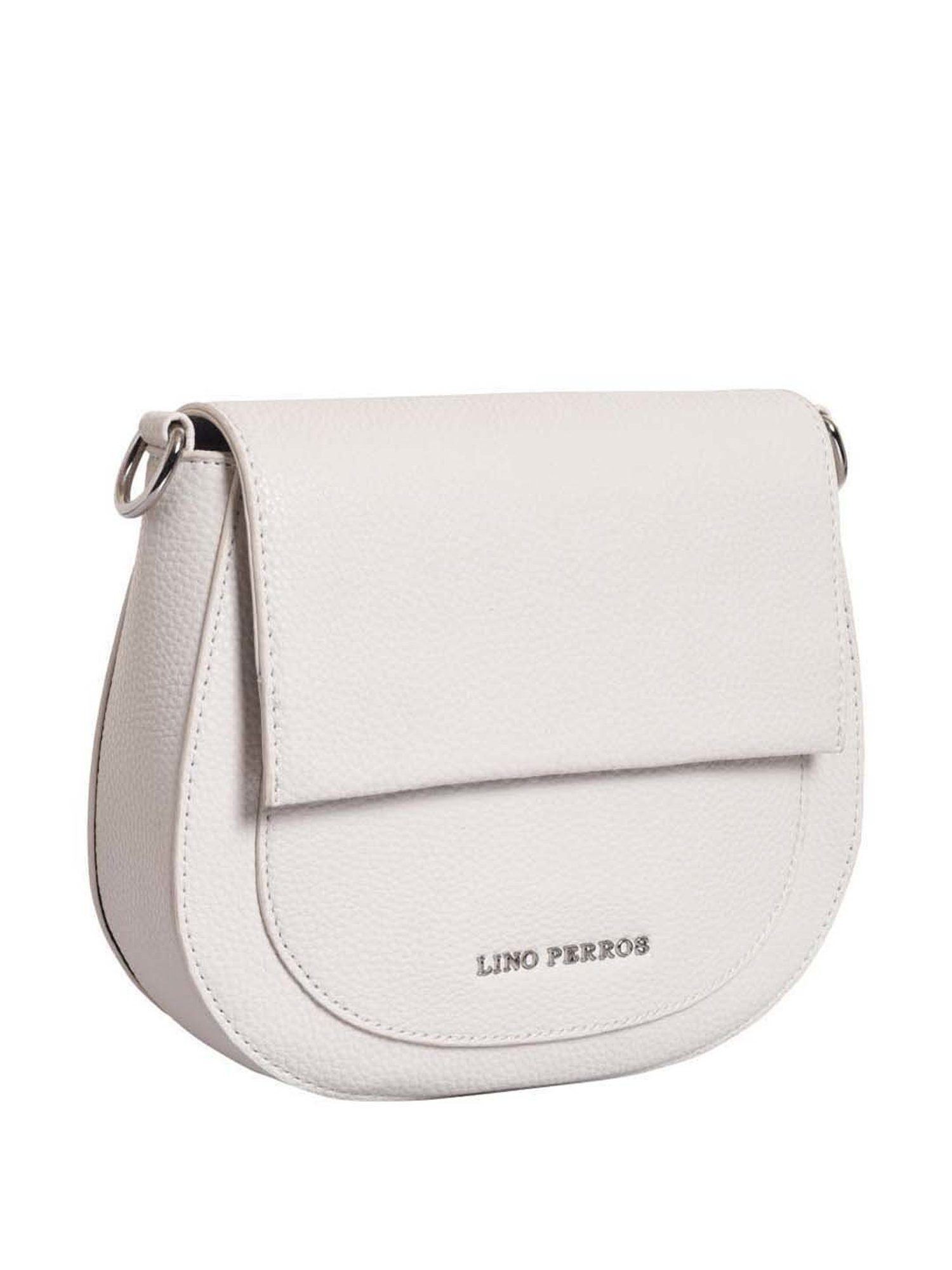 Lino Perros White Solid Medium Sling Handbag