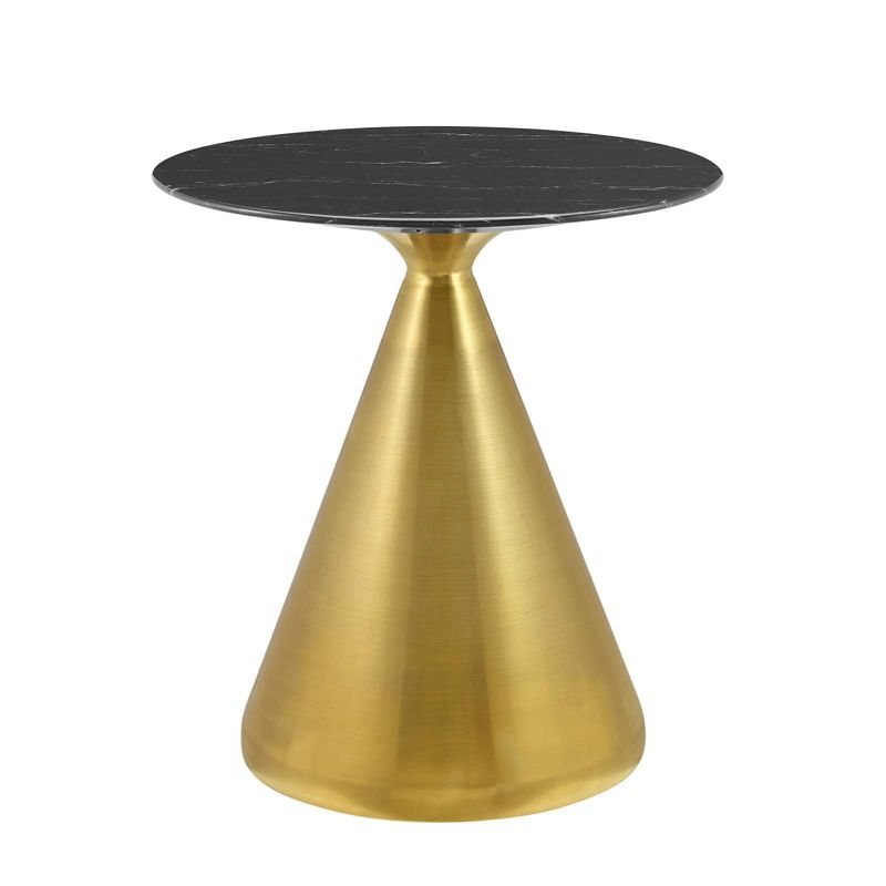 28" Tupelo Round Artificial Marble Dining Table Gold Black - Modway