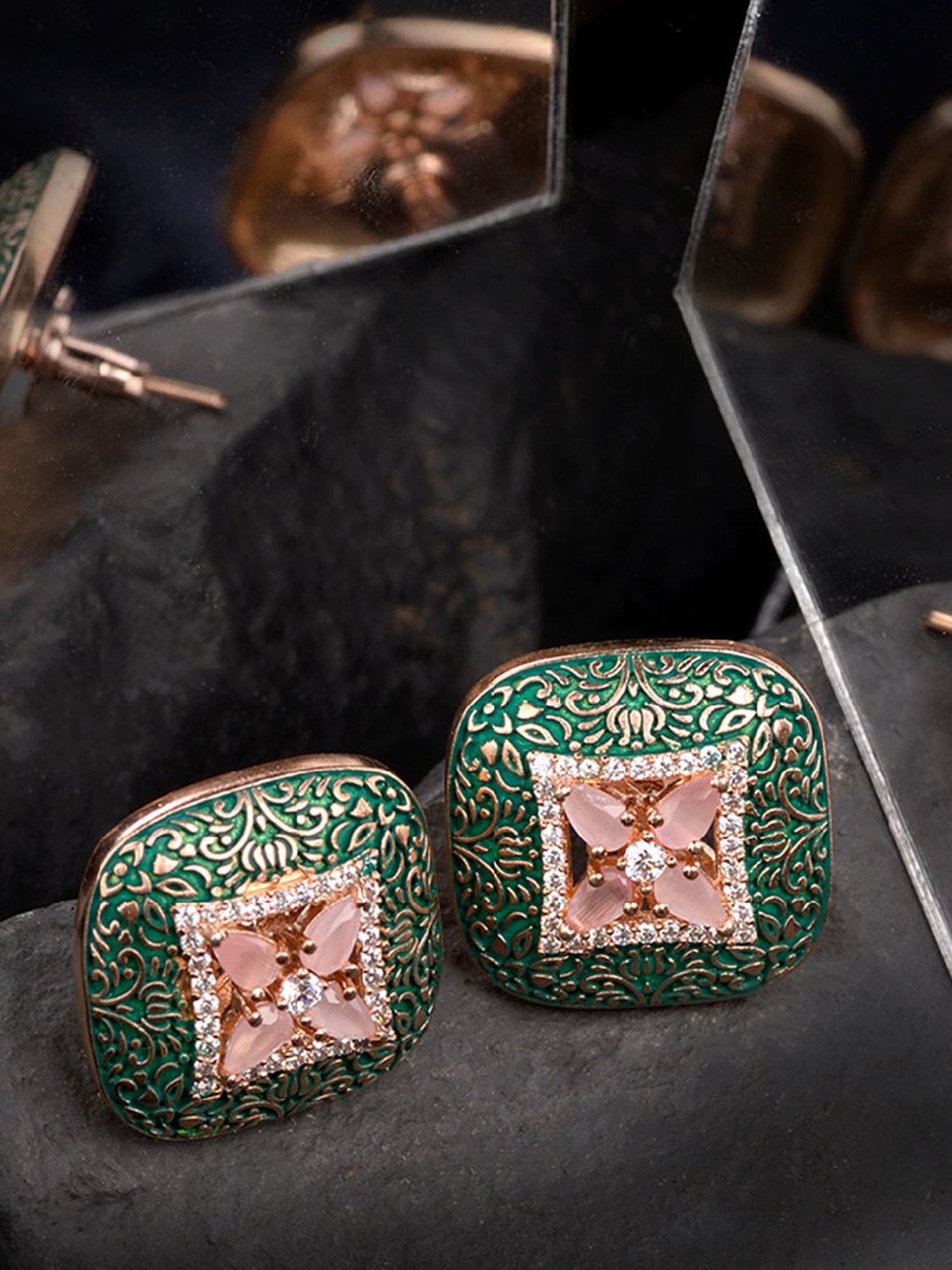 Saraf RS Jewellery Studs Meenakari & Pastel AD small earrings