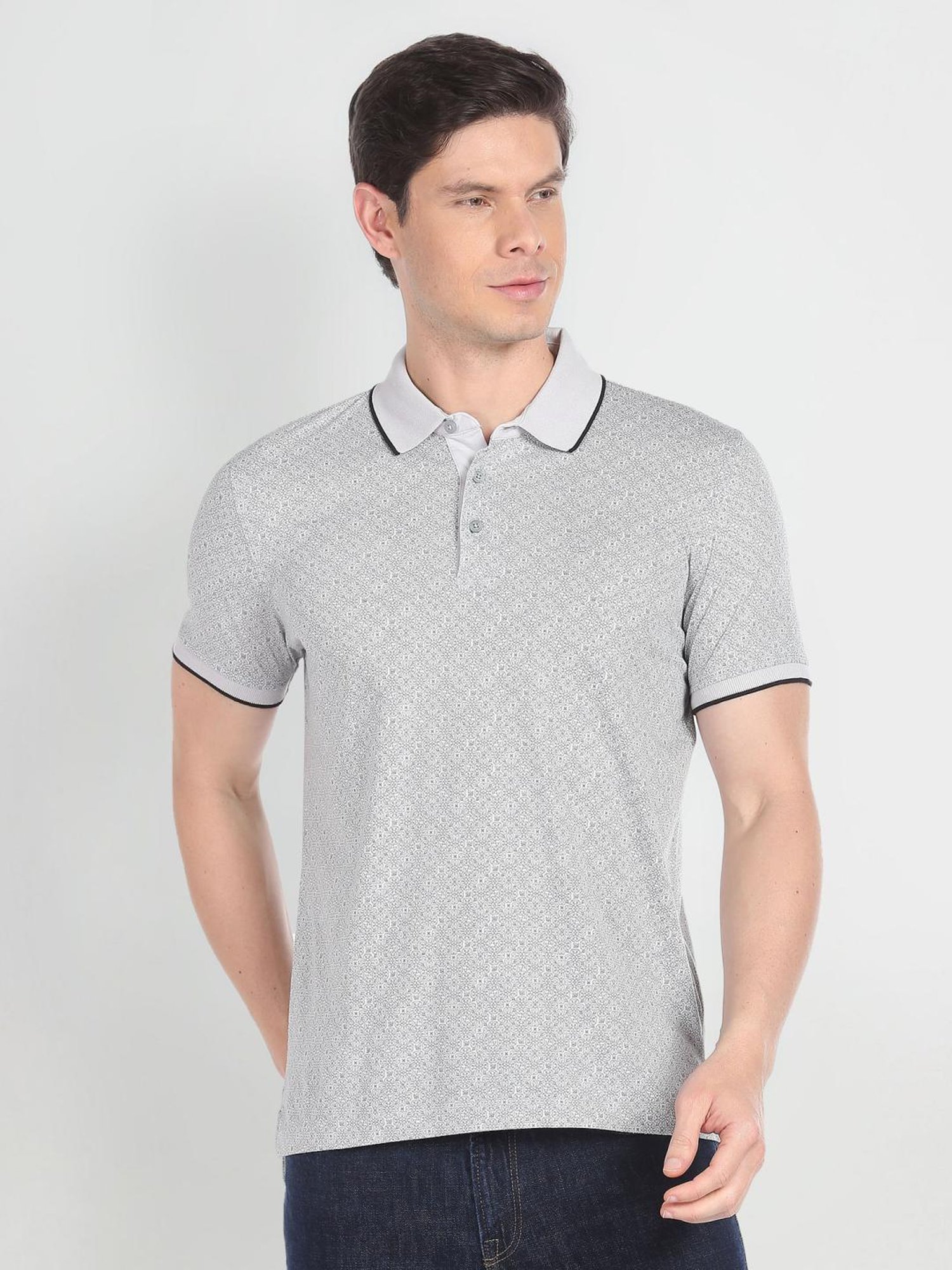 Arrow White Cotton Regular Fit Printed Polo T-Shirt