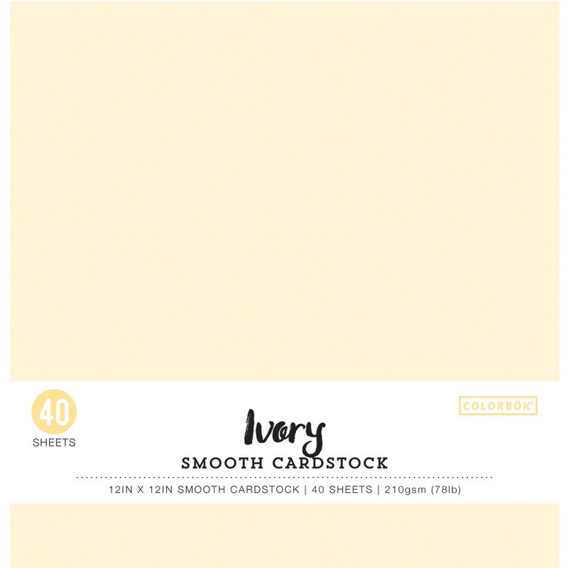 Colorbok 78lb Smooth Cardstock 12"X12" 40/Pkg-Ivory