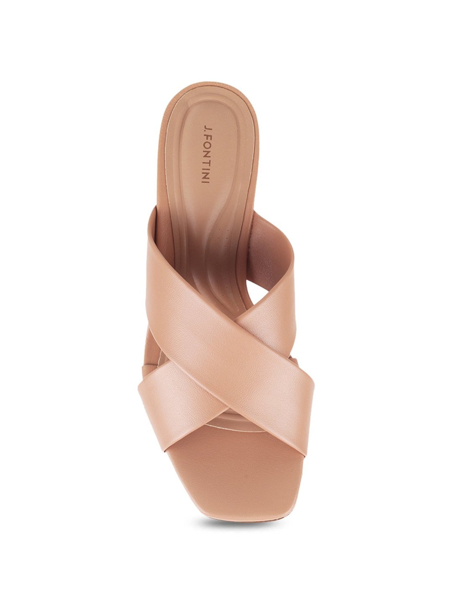J. Fontini by Mochi Women's Nude Pink Cross Strap Sandals
