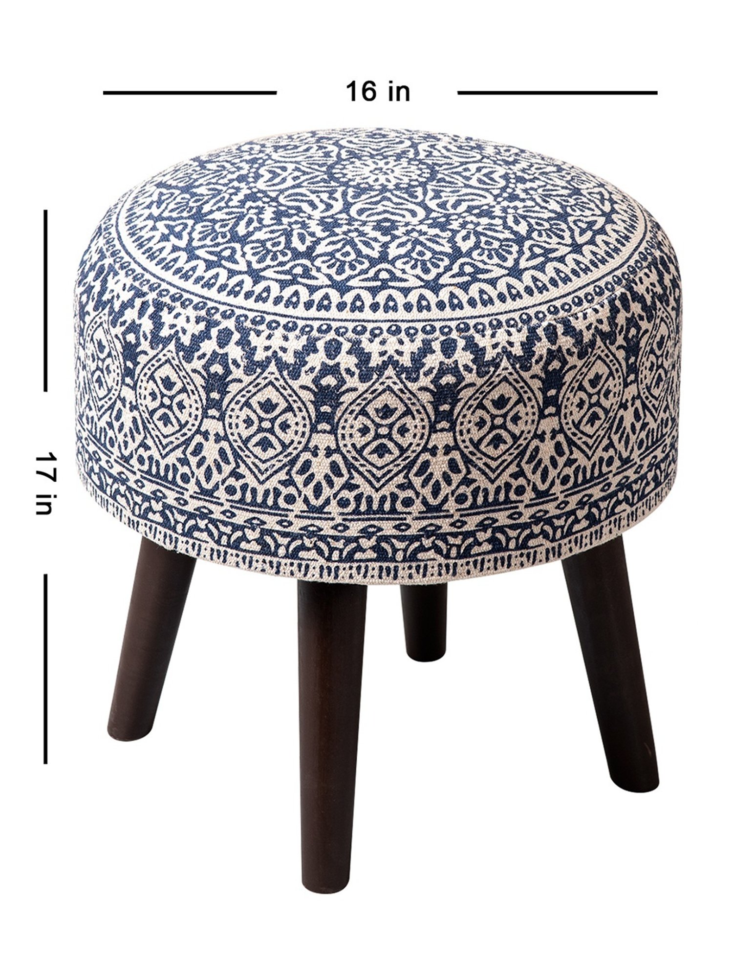 Chumbak French Sahara Solid Mustard Yellow Wood Ottoman