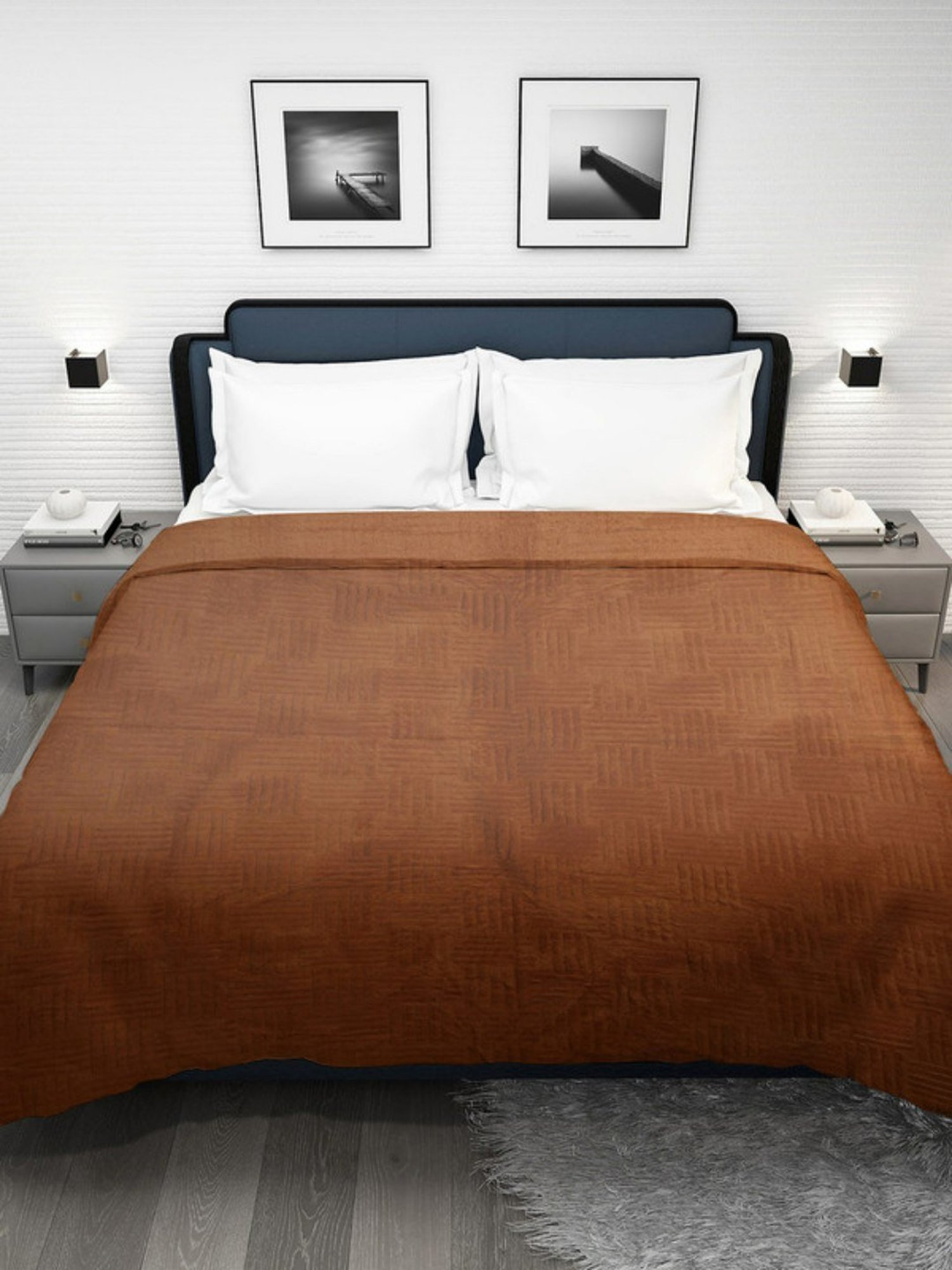 Dhrohar Brown Polyester 300 GSM Double Bed Blanket