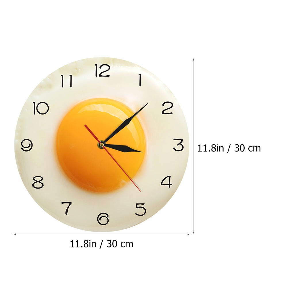 Creative Wall Clock Poached Egg Shape Clock Living Room Decor Battery Powered