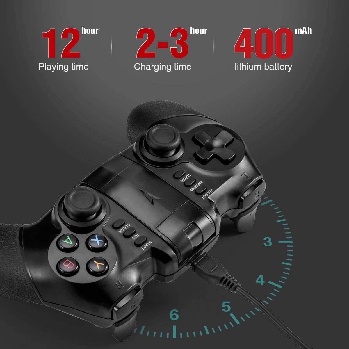 Game Controller 2.4G Wireless Gamepad Bluetooth Gaming Joystick Compatible with iPhone iOS/Android Phone/PC Windows/Smart TV/TV Box/ PS3 &ndash; Black