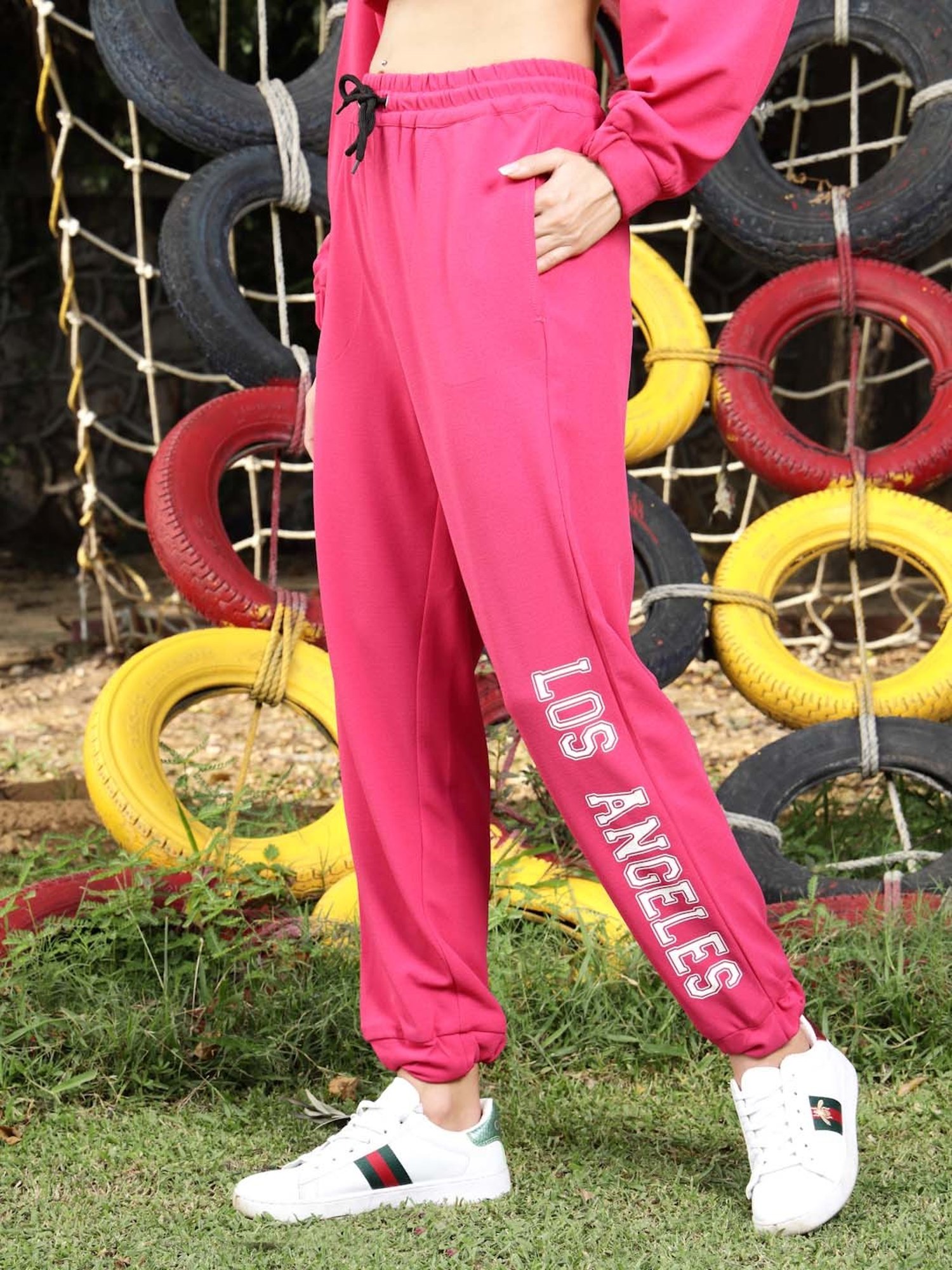 Sera Pink Printed Joggers