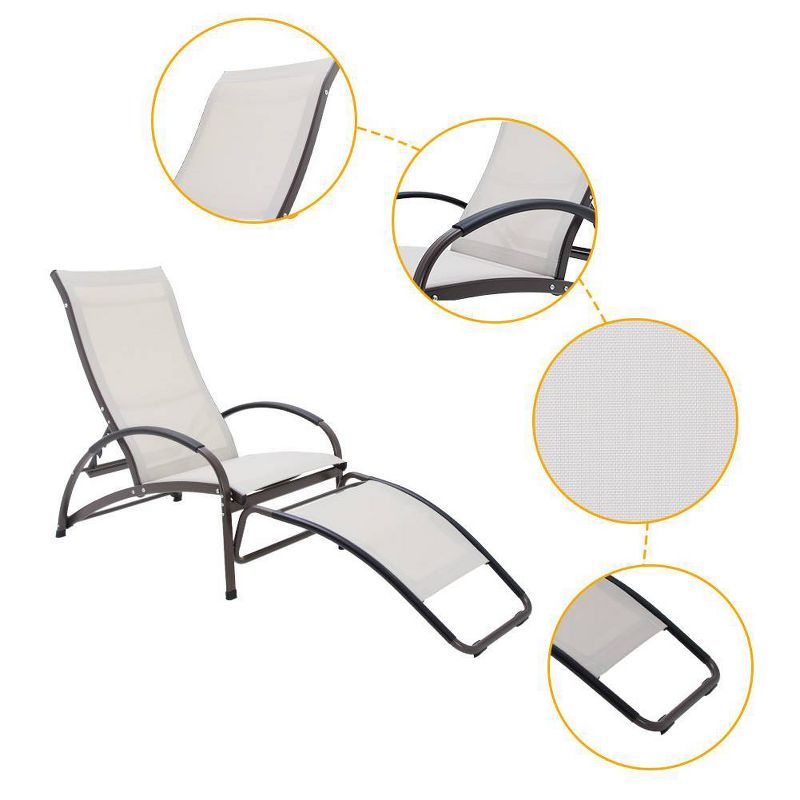 Outdoor Aluminum Adjustable Chaise Lounge Rocking Chair - Tan - Crestlive Products
