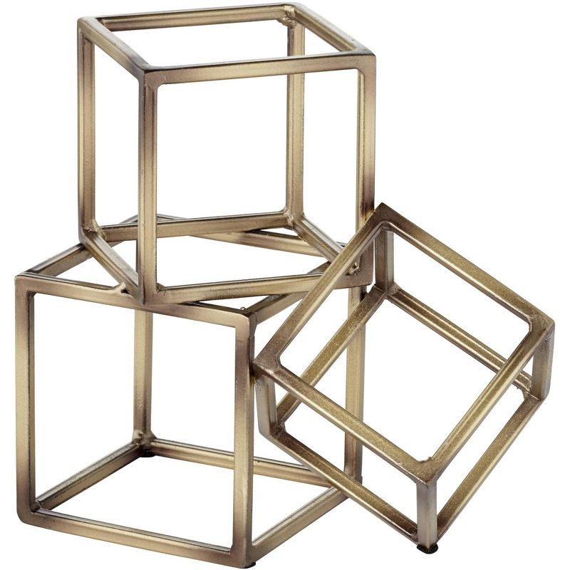 Studio 55D Tricube Antique Brass Finish 7 1/2" High Geometric Bookends