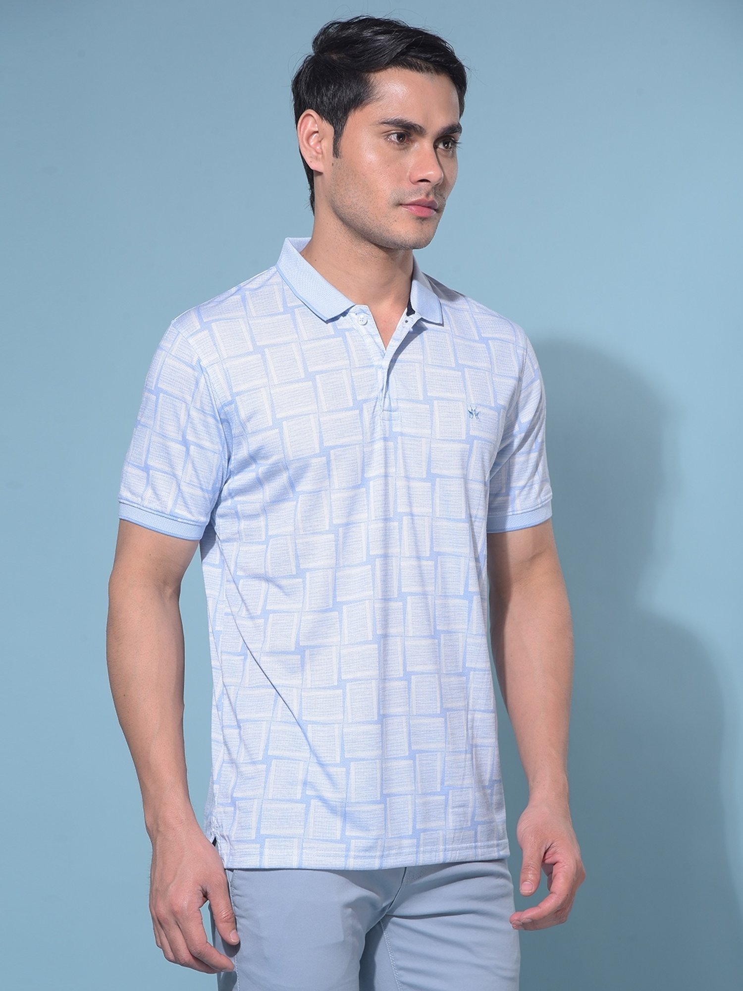Crimsoune Club Blue Slim Fit Printed Polo T-Shirt