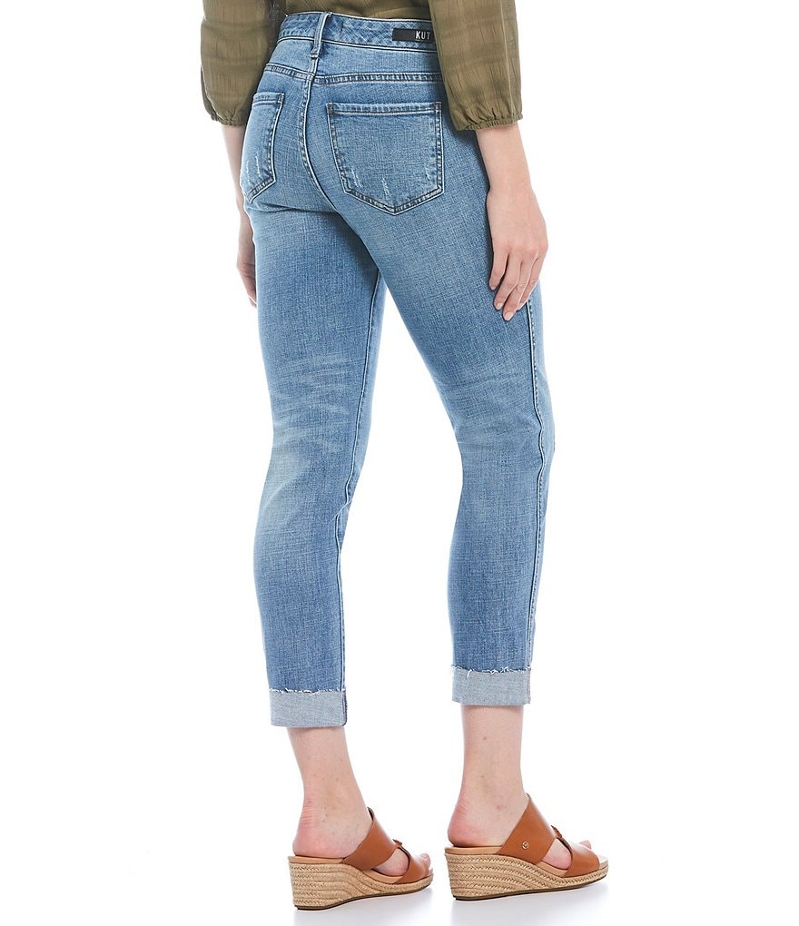 KUT from the Kloth Catherine High-Rise Fab Ab Technique Raw Cuff Hem Boyfriend Jeans