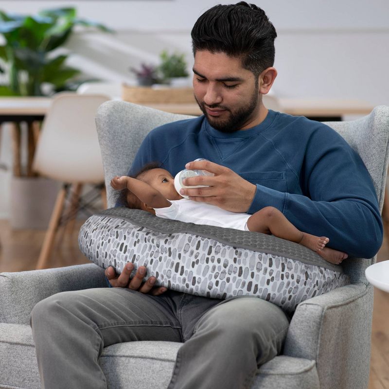 Boppy Luxe Feeding and Infant Support Pillow - Gray Watercolor Brushstroke Textured