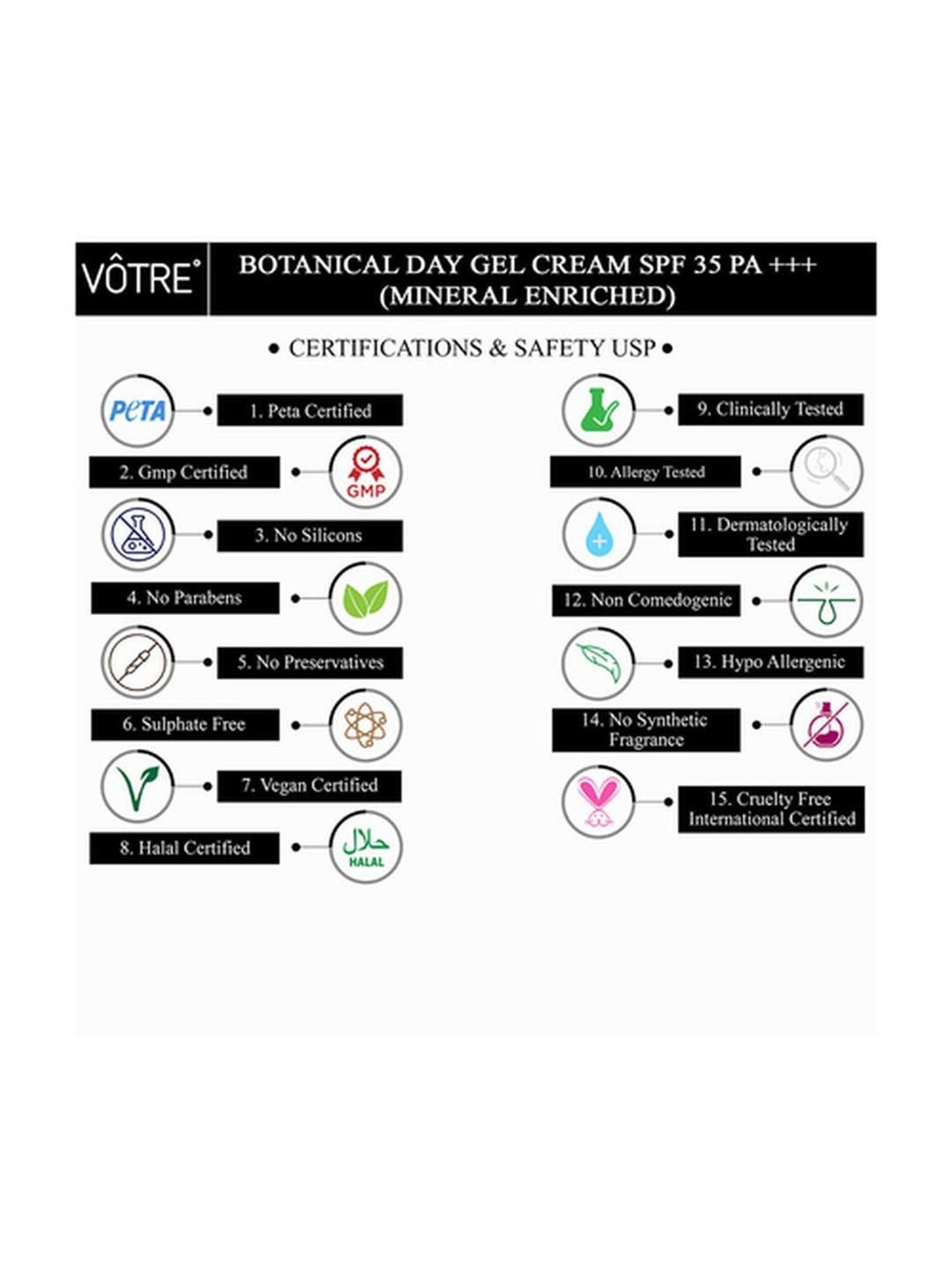 Votre Botanical Day Gel Creme Mineral Enriched SPF 35 PA +++ - 50 gm